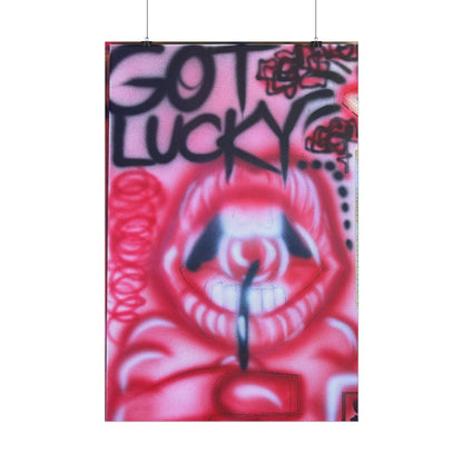 "be happy go lucky" airbrush rolled print