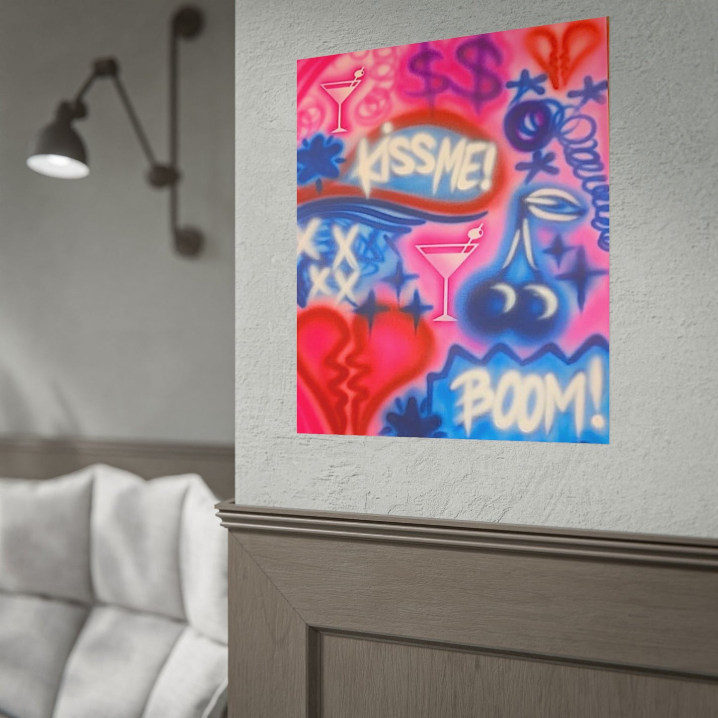 "kiss me pt. 2" airbrush rolled print
