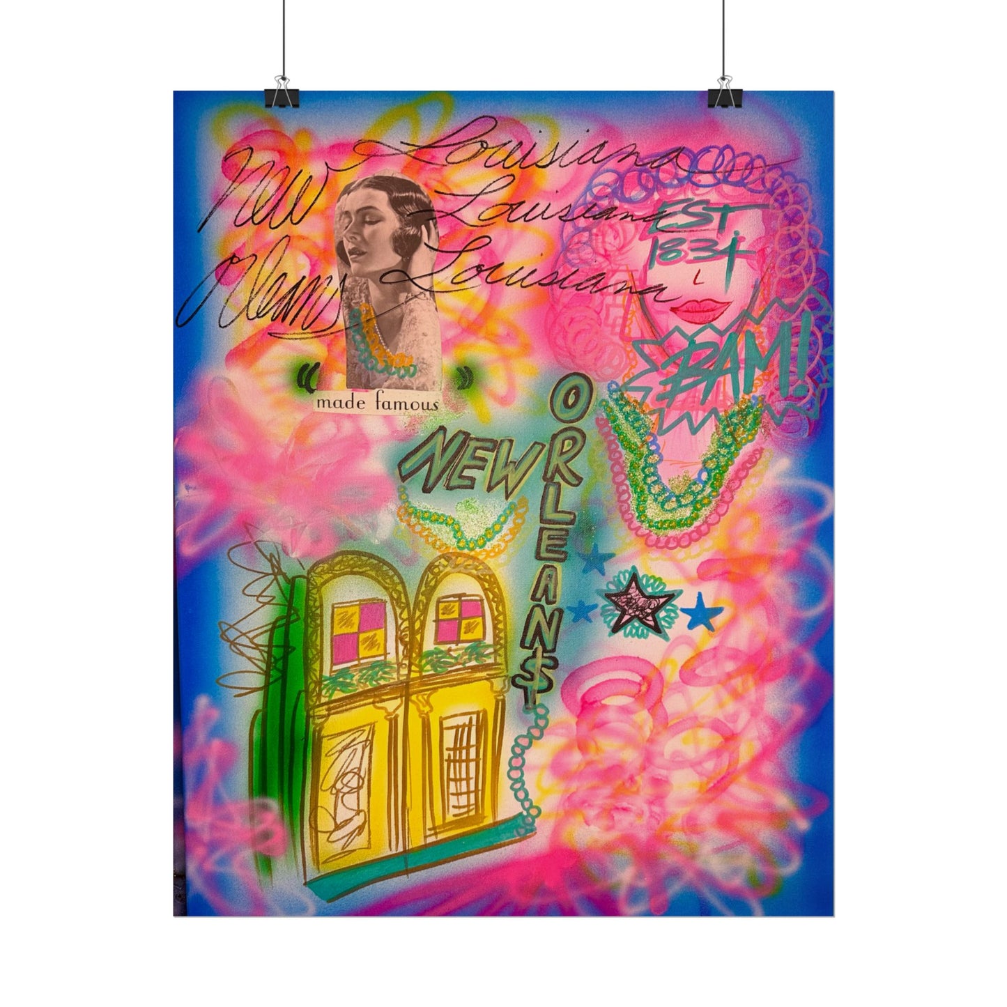 "new orleans, la" airbrush rolled print