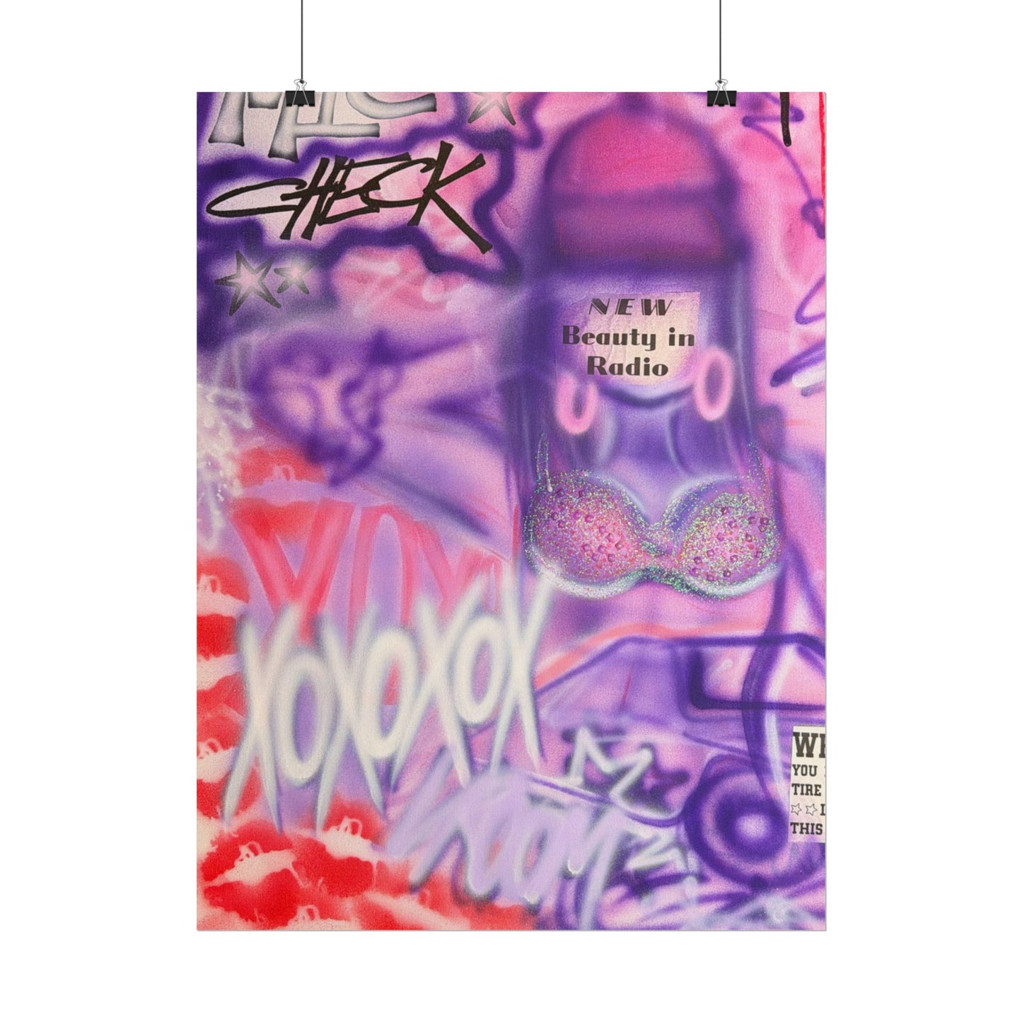 "mic check" airbrush rolled print