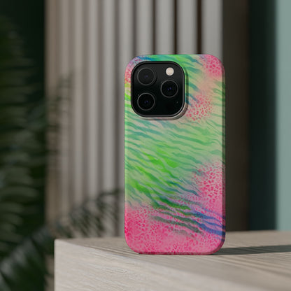 MagSafe "teal cheetah" airbrush iPhone case