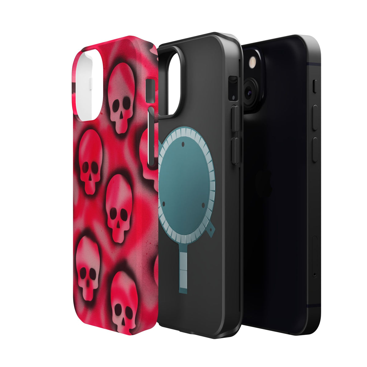 MagSafe "pink skully" airbrush iPhone case