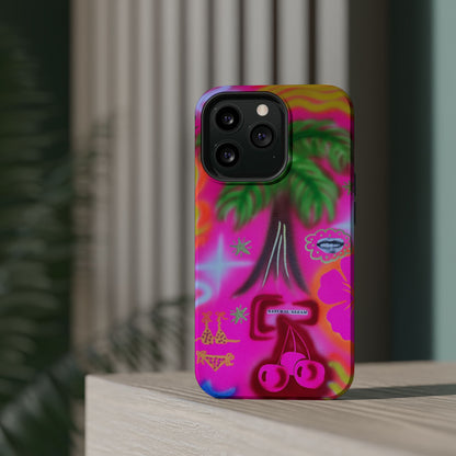 MagSafe "neon pink palms" Airbrush iPhone-Hülle