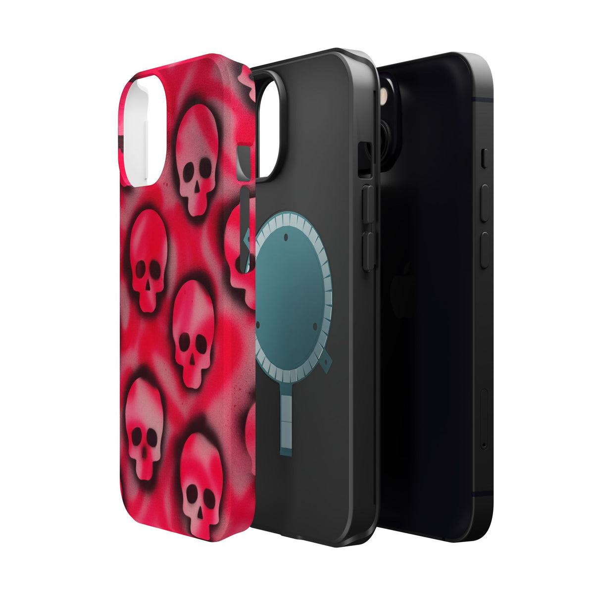 MagSafe "pink skully" airbrush iPhone case