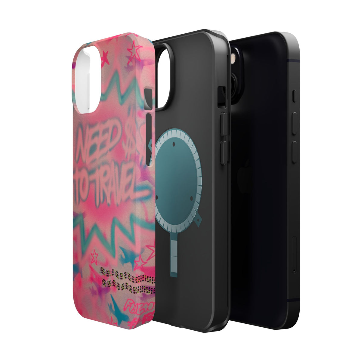 MagSafe "need $$ to travel" airbrush iPhone case