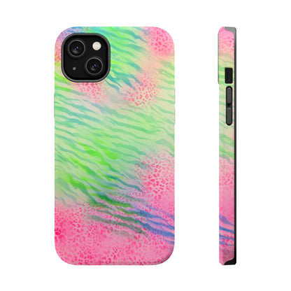 MagSafe "teal cheetah" airbrush iPhone case