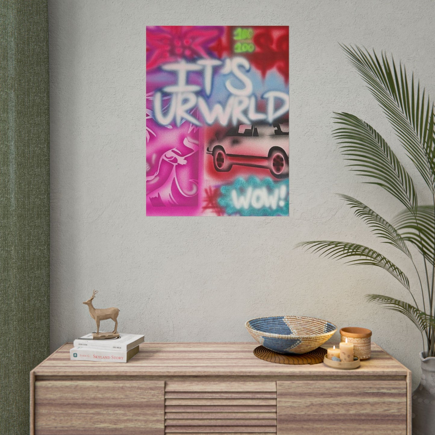 "it's ur WRLD" airbrush rolled print