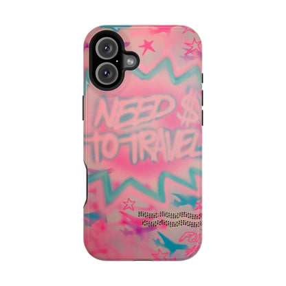MagSafe "need $$ to travel" airbrush iPhone case