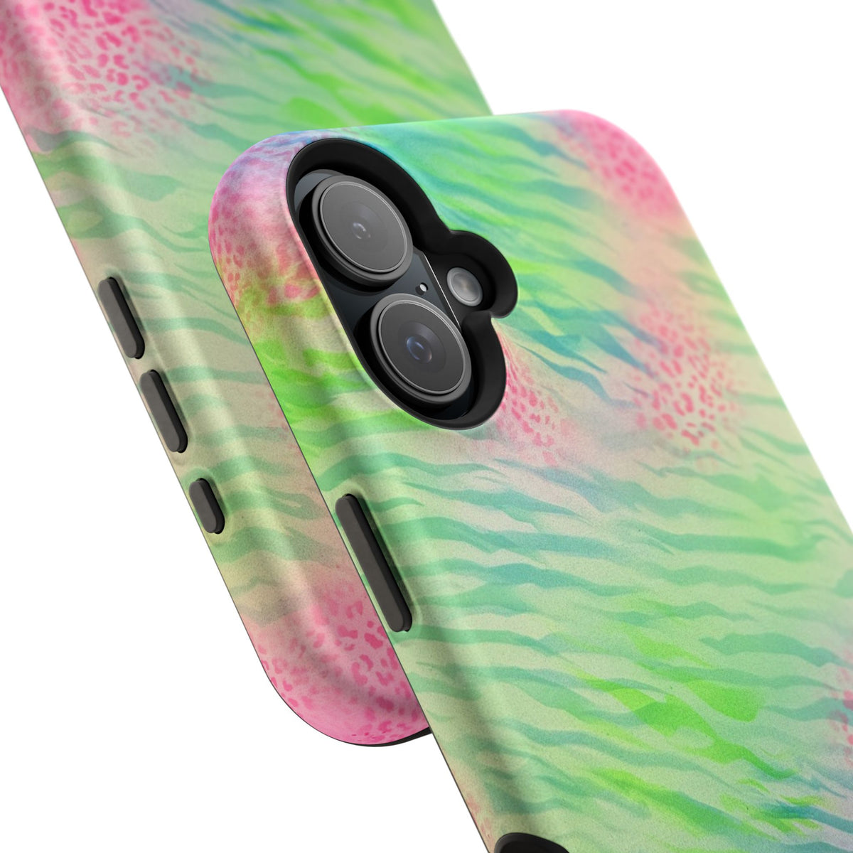 MagSafe "teal cheetah" airbrush iPhone case