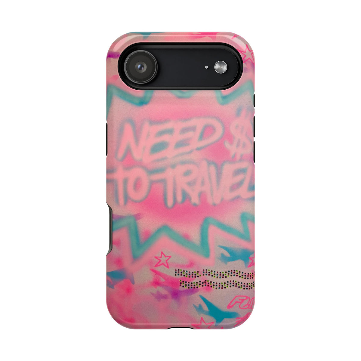 MagSafe "need $$ to travel" airbrush iPhone case