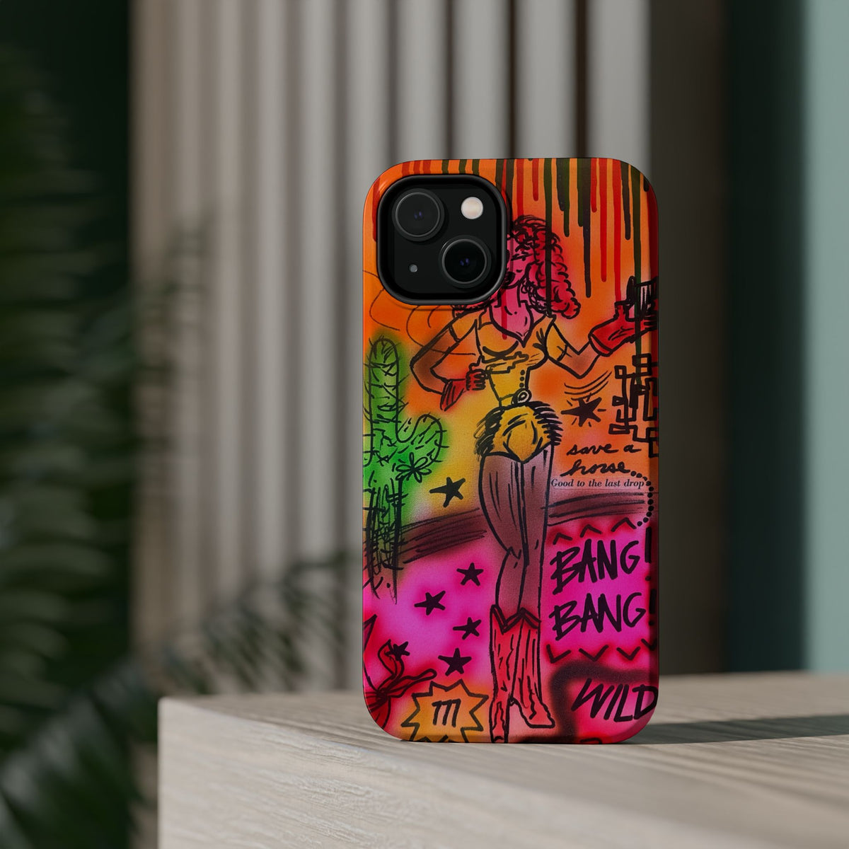 MagSafe "wild, wild west" airbrush iPhone case
