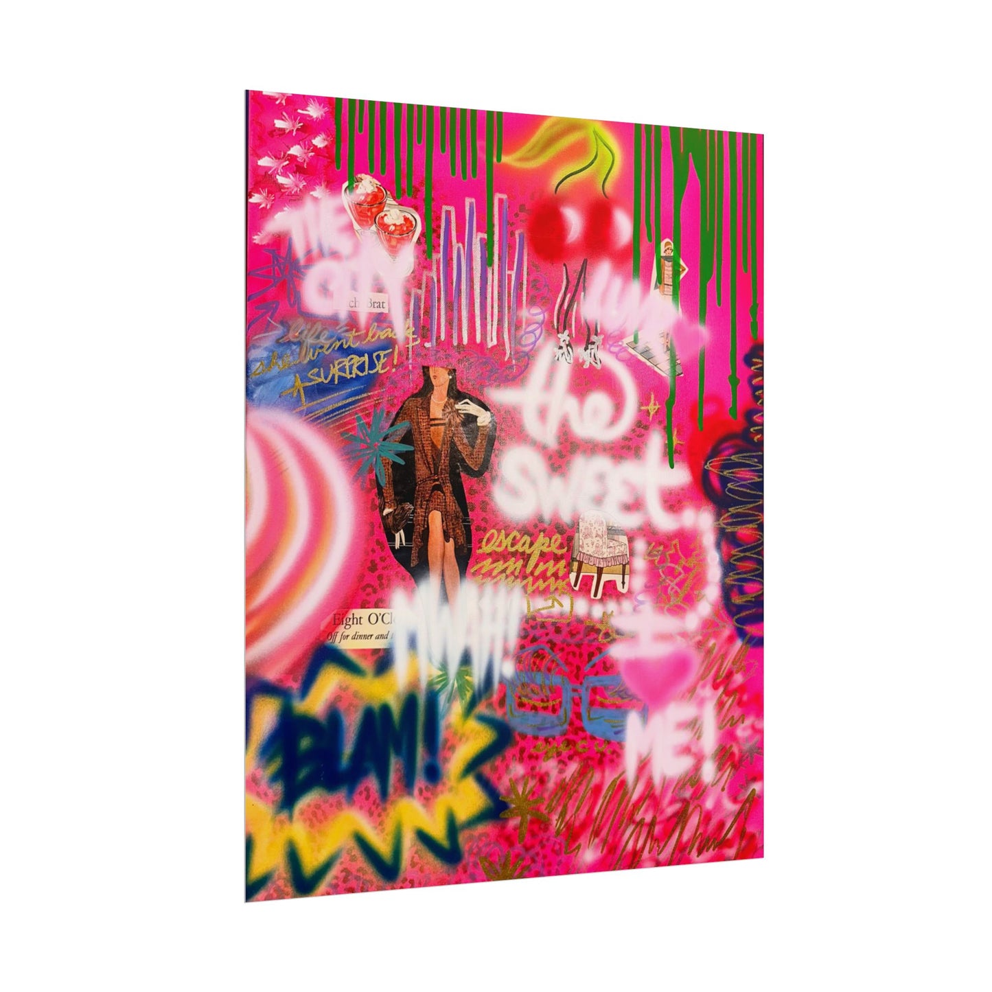 "sweet escape" airbrush rolled print