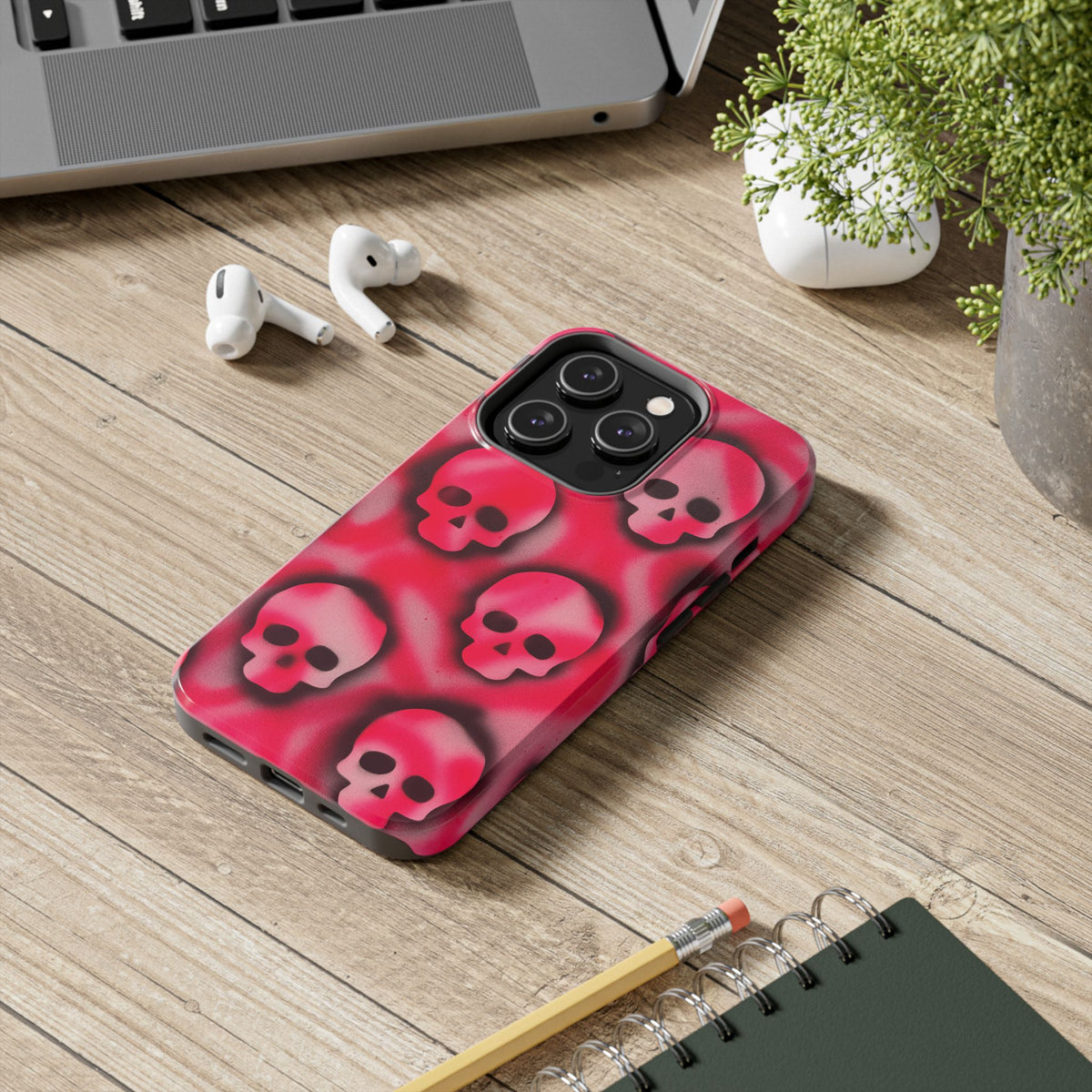 "pink skully" airbrush iPhone case