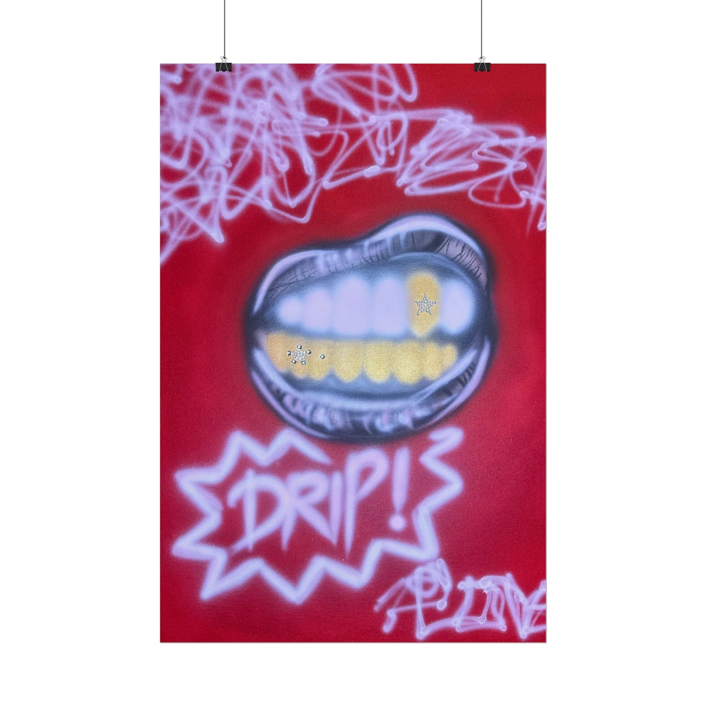 "tooth drip" airbrush rolled print