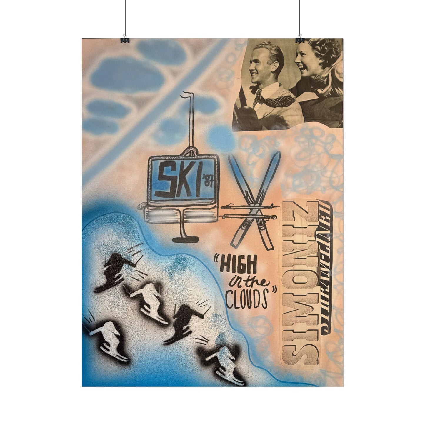 "high in the clouds" airbrush rolled print