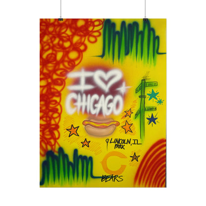 "chicago" airbrush rolled print