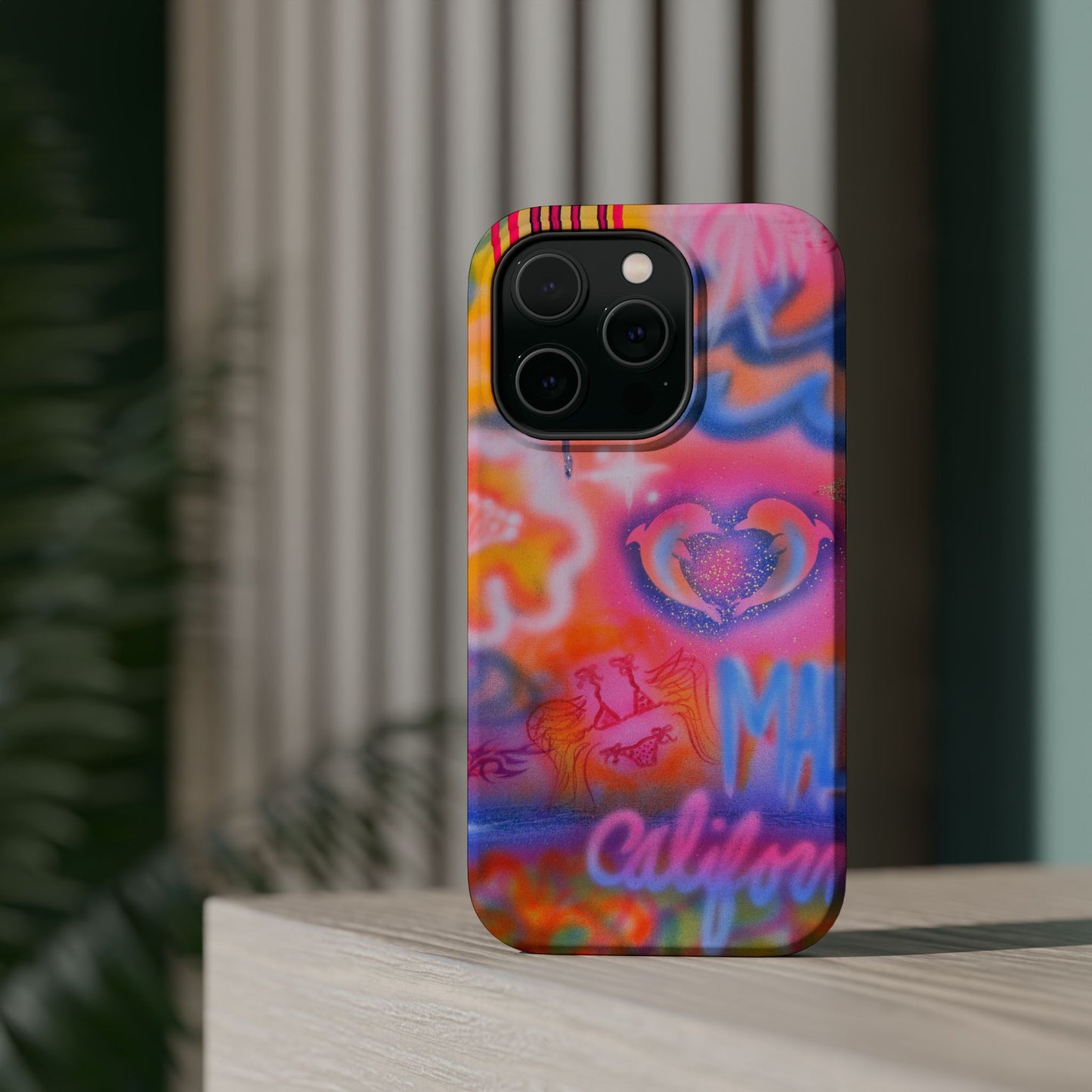 "mornings in malibu" MagSafe airbrush iPhone case