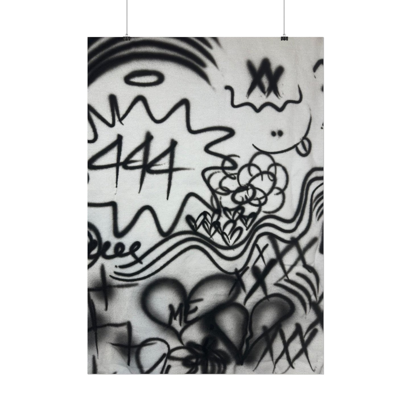 "444" airbrush rolled print