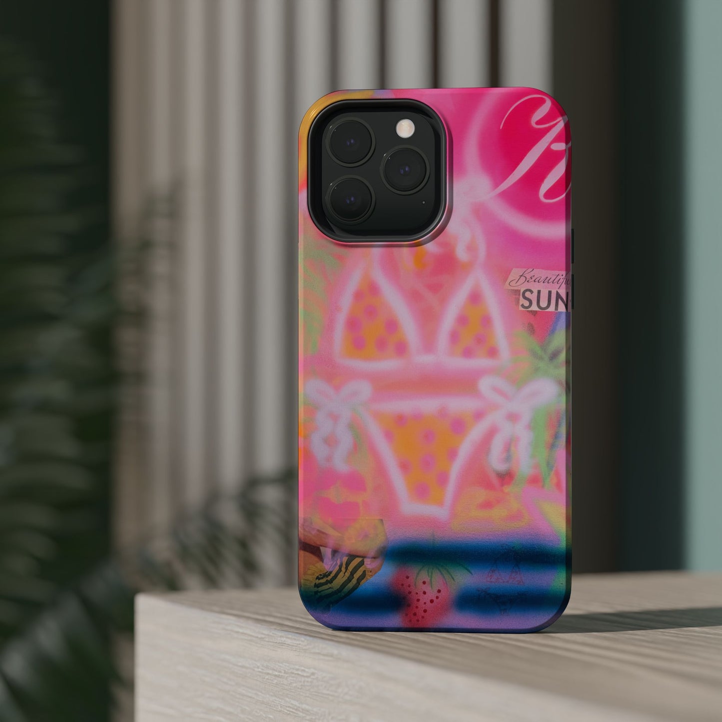 MagSafe "santa monica strawberry" airbrush iPhone case