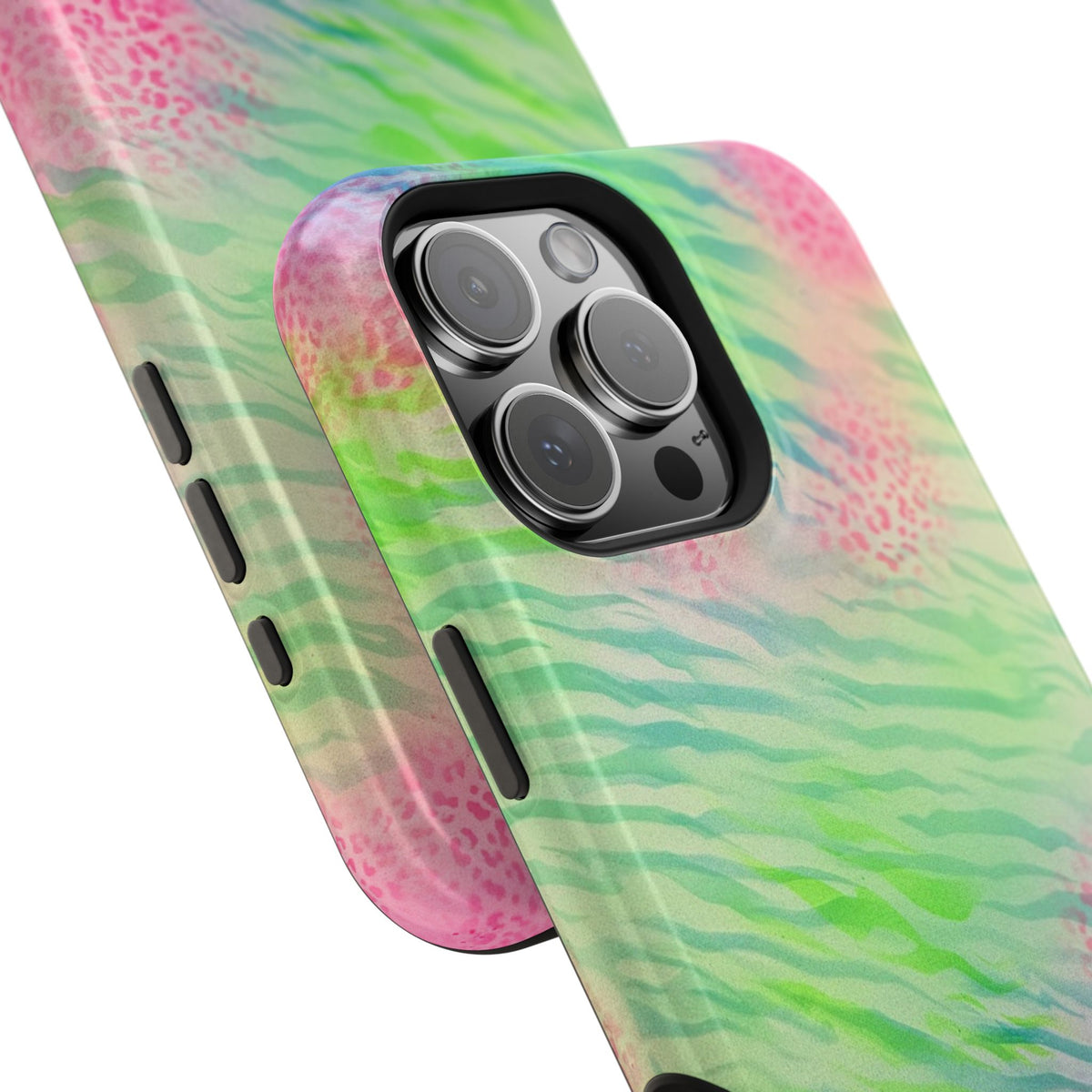 MagSafe "teal cheetah" airbrush iPhone case
