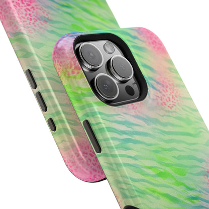 MagSafe "teal cheetah" airbrush iPhone case