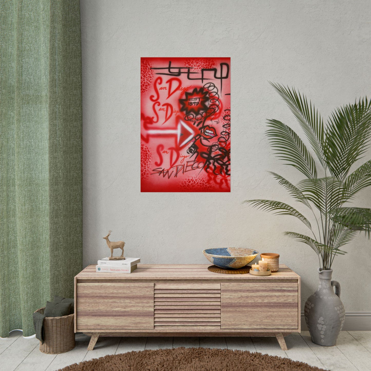 "san diego" airbrush rolled print