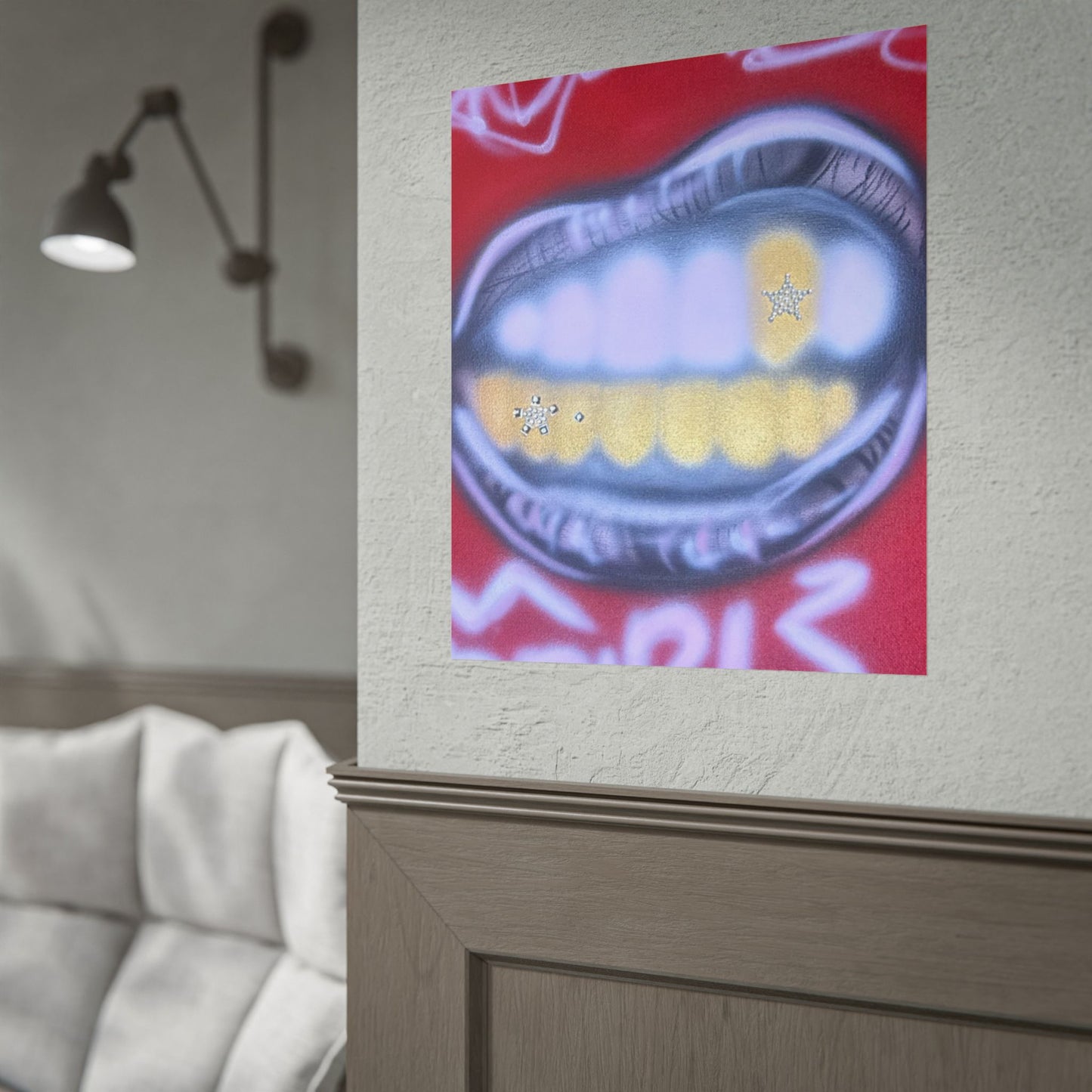 "bite me bling" airbrush rolled print