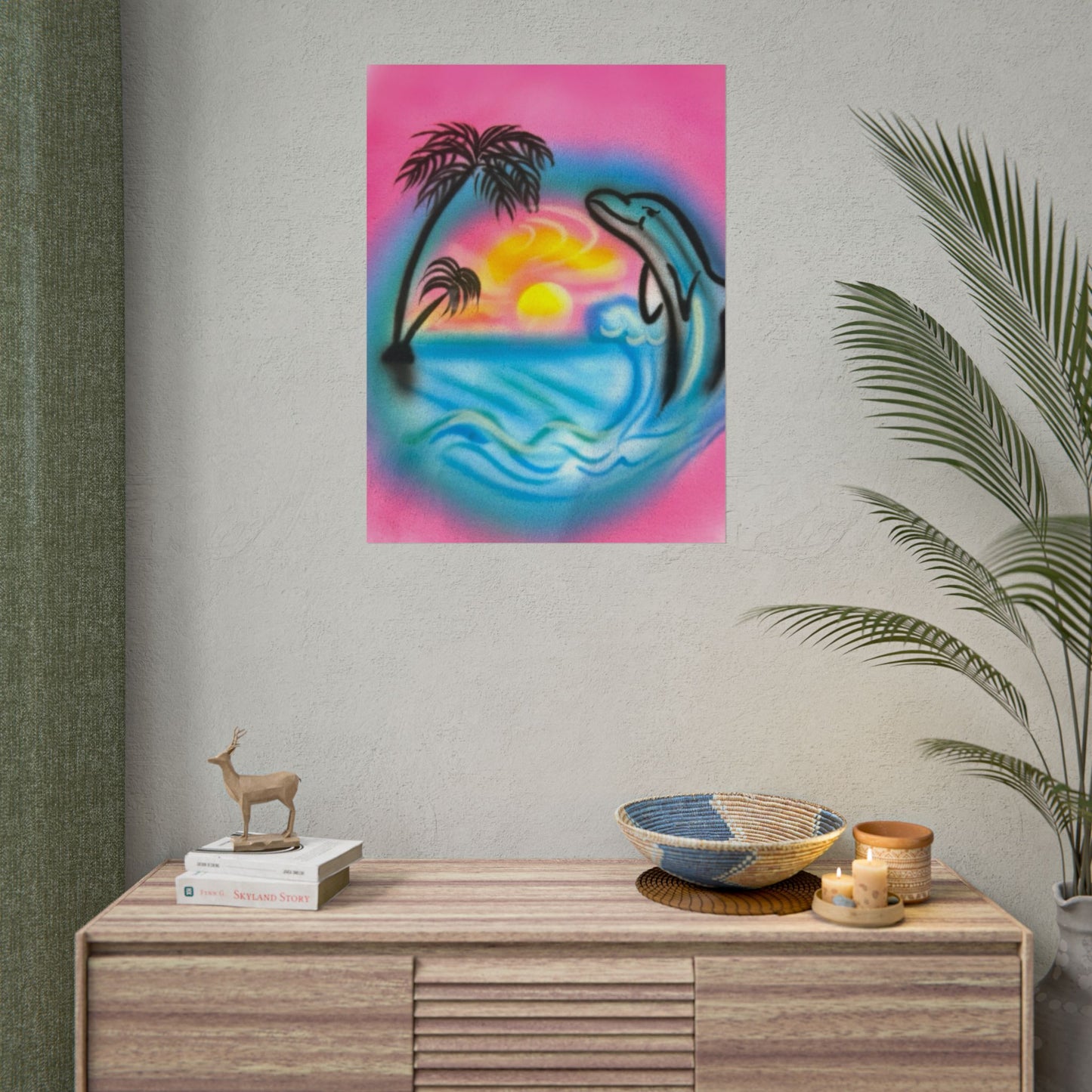 "dolphin love" airbrush rolled print