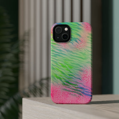 MagSafe "teal cheetah" airbrush iPhone case