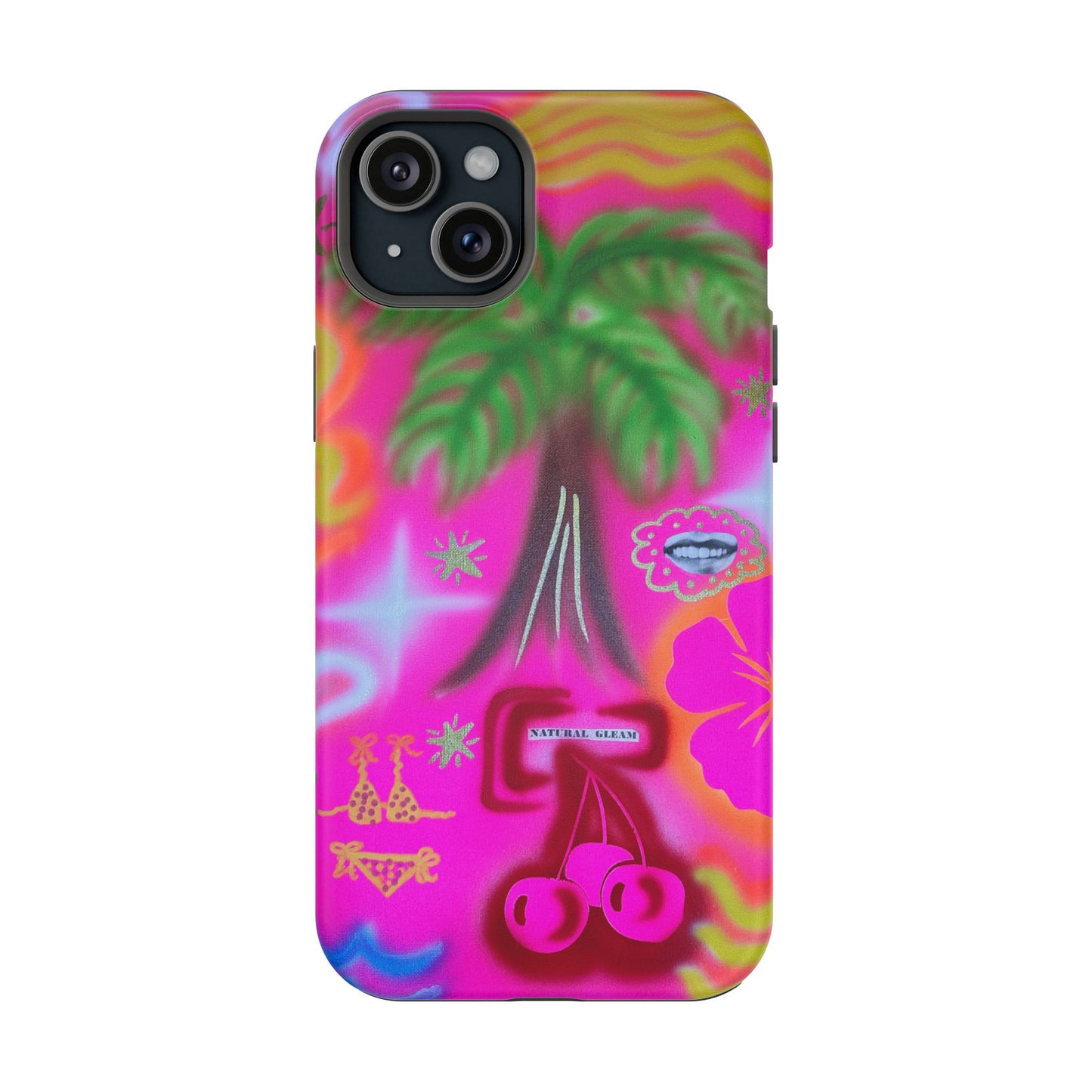 MagSafe "neon pink palms" Airbrush iPhone-Hülle