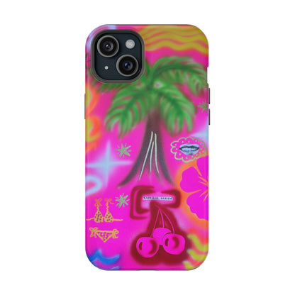 MagSafe "neon pink palms" Airbrush iPhone-Hülle