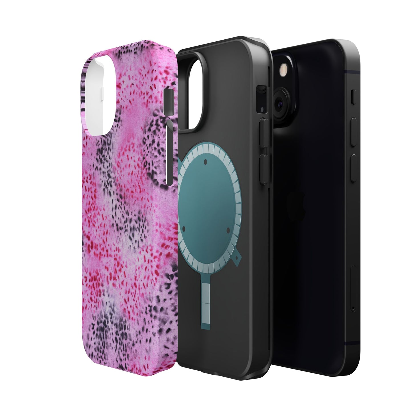 MagSafe "pink cheetah" airbrush iPhone case