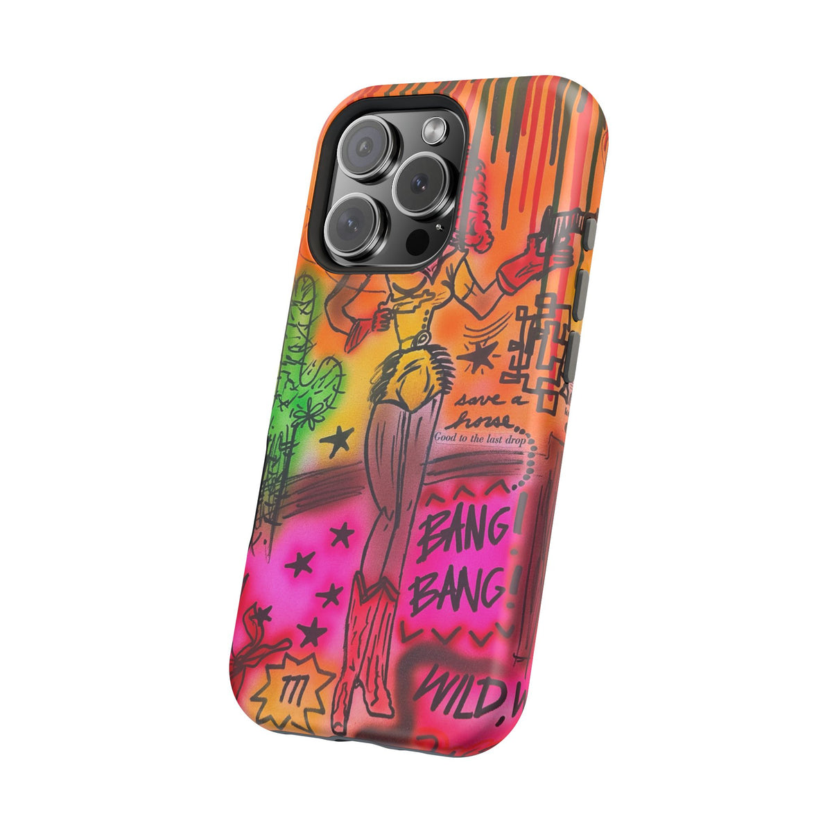 MagSafe "wild, wild west" airbrush iPhone case