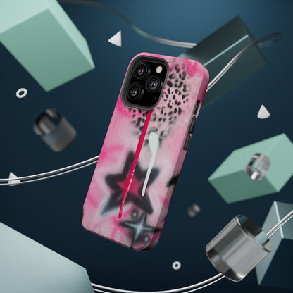 MagSafe "pink cheetah" airbrush iPhone case