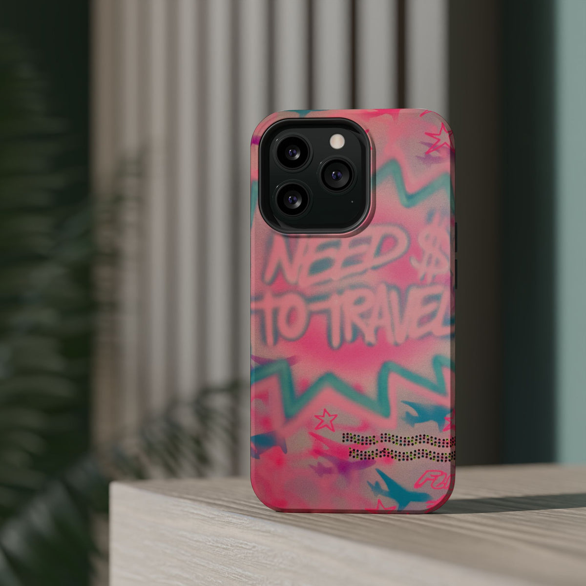 MagSafe "need $$ to travel" airbrush iPhone case