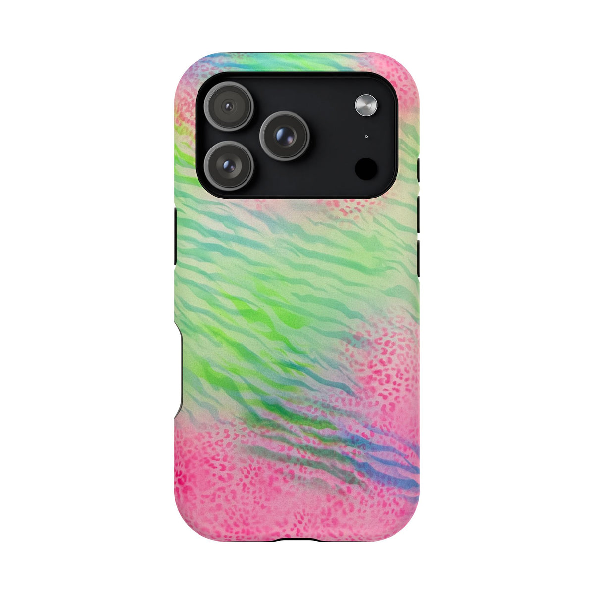 MagSafe "teal cheetah" airbrush iPhone case