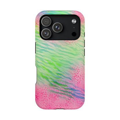 MagSafe "teal cheetah" airbrush iPhone case