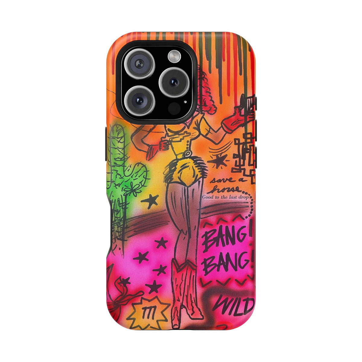 MagSafe "wild, wild west" airbrush iPhone case