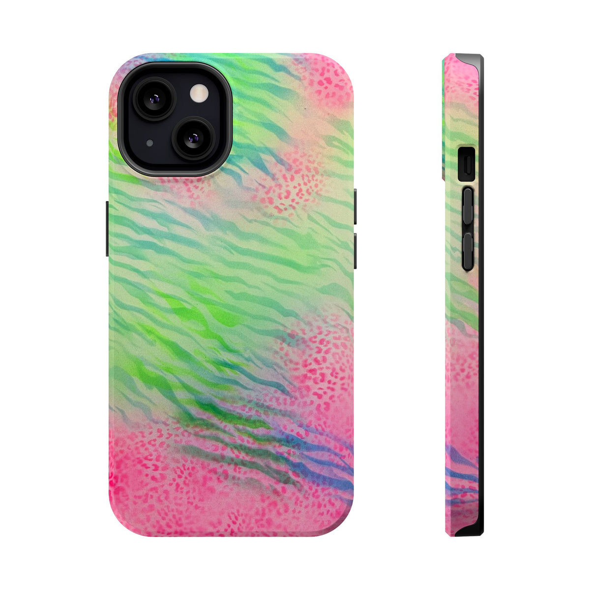 MagSafe "teal cheetah" airbrush iPhone case