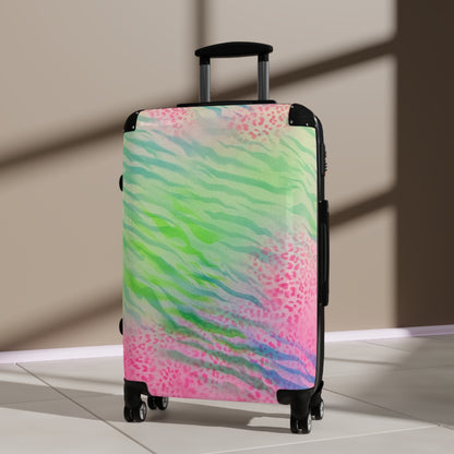 "teal cheetah" airbrush suitcase