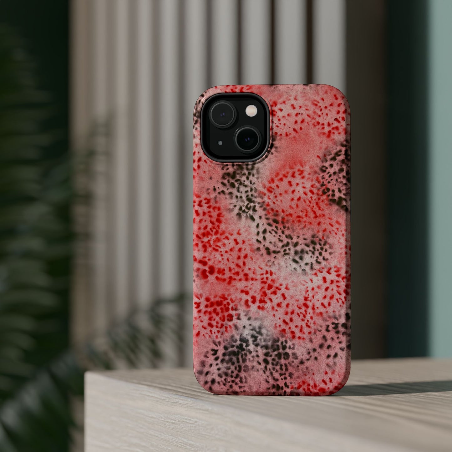 MagSafe "red cheetah" airbrush iPhone case