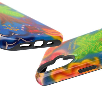 MagSafe iPhone-Hülle mit „Neon-Blaue Palmen“-Airbrush-Design