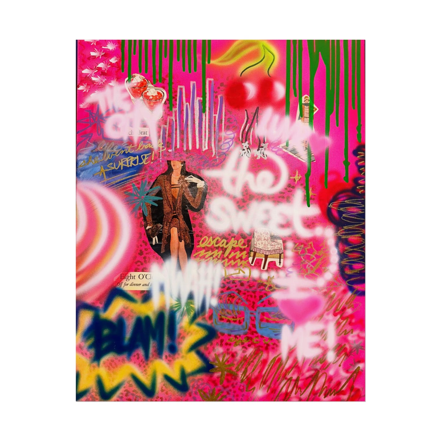 "sweet escape" airbrush rolled print