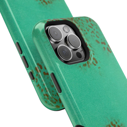 MagSafe "teal cheetah" airbrush iPhone case