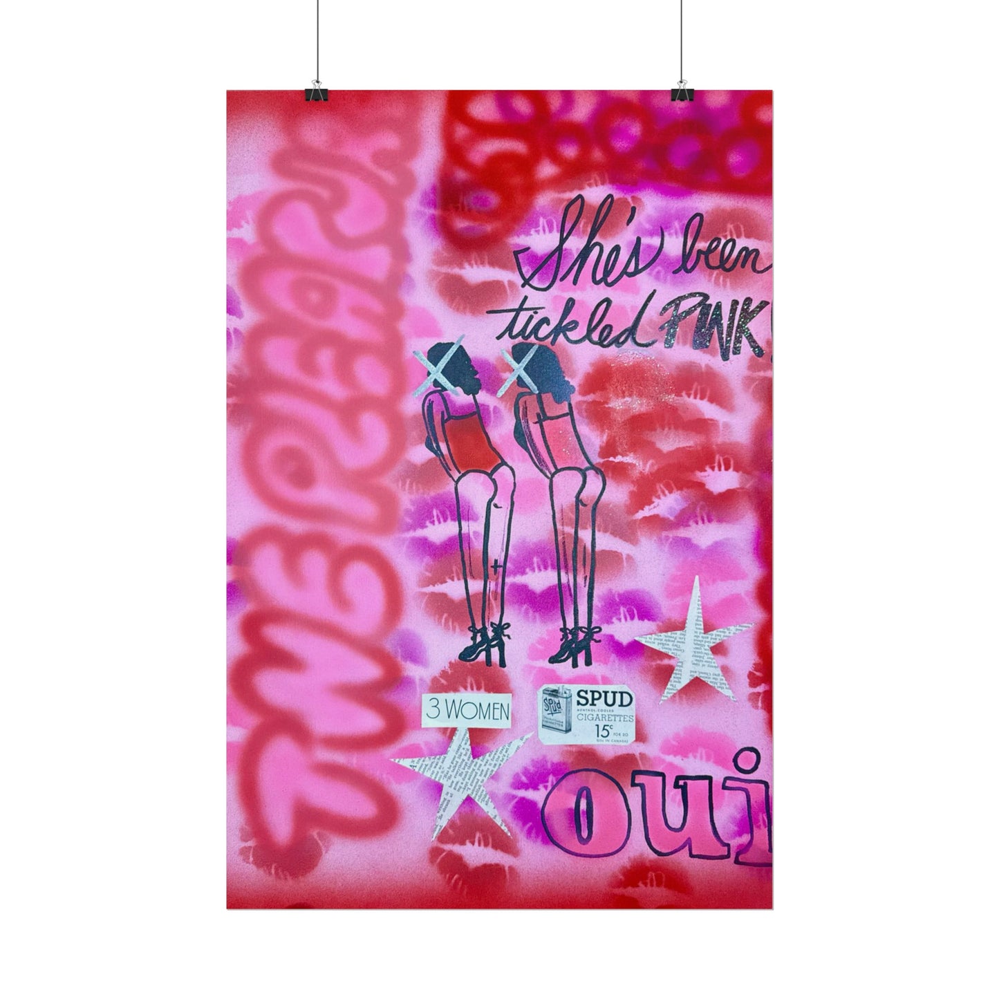 "tickled pink" airbrush rolled print