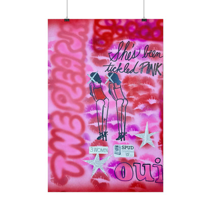 "tickled pink" airbrush rolled print