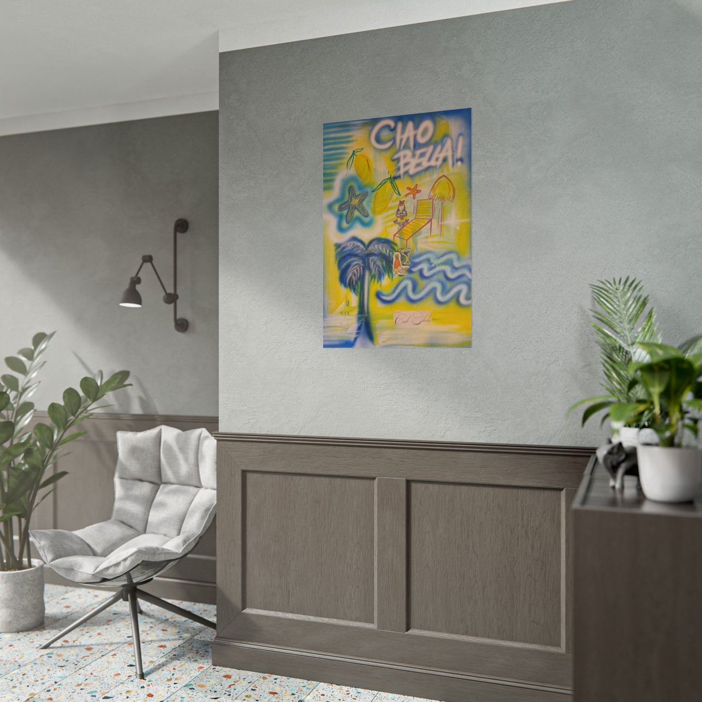 "ciao bella" airbrush rolled print