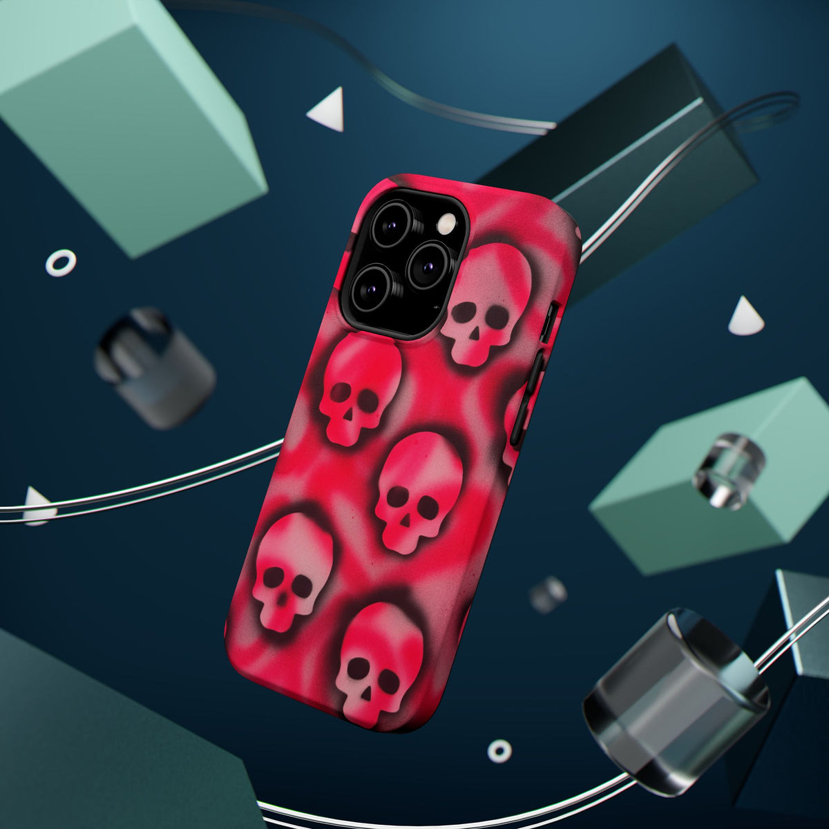 MagSafe "pink skully" airbrush iPhone case