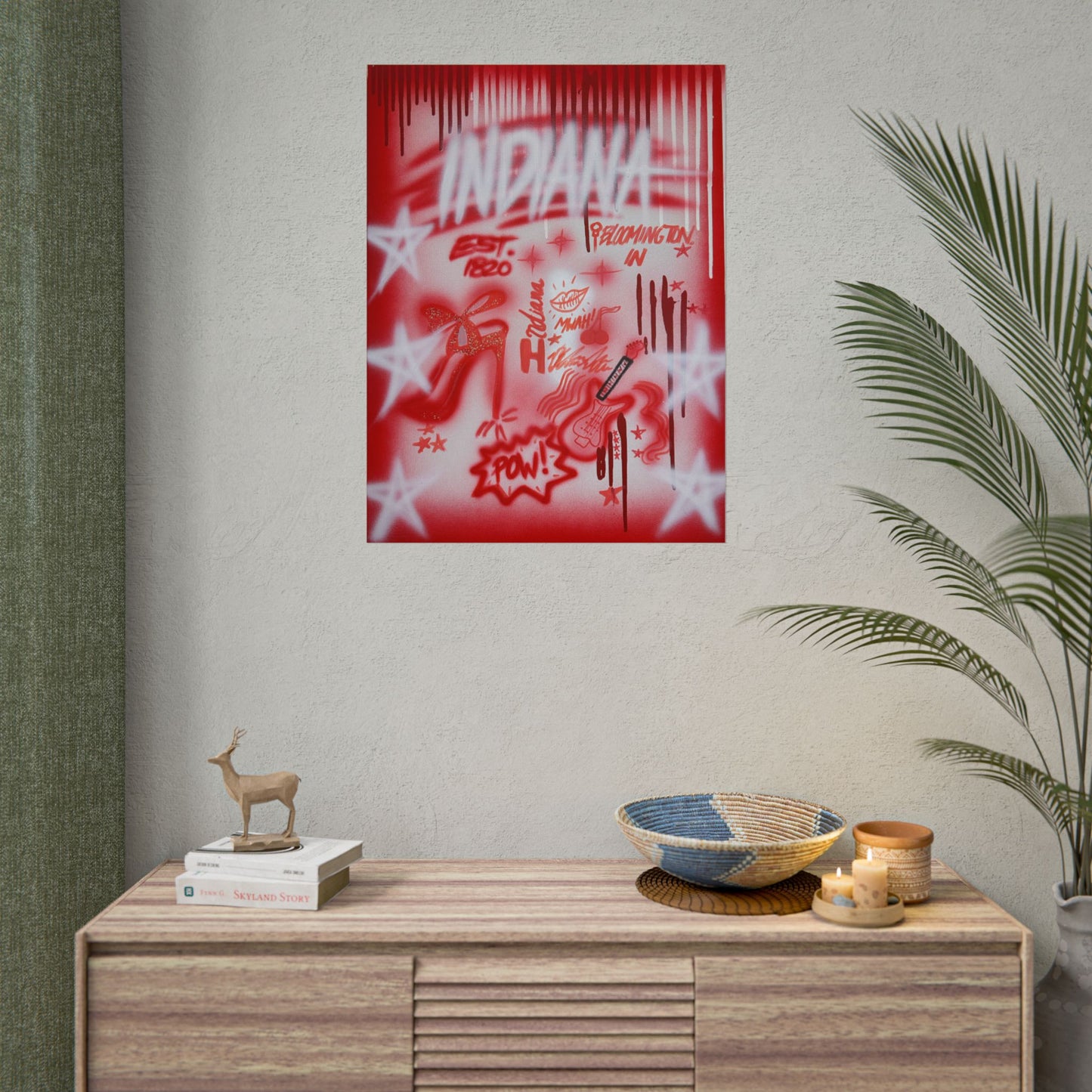 "indiana" airbrush rolled print