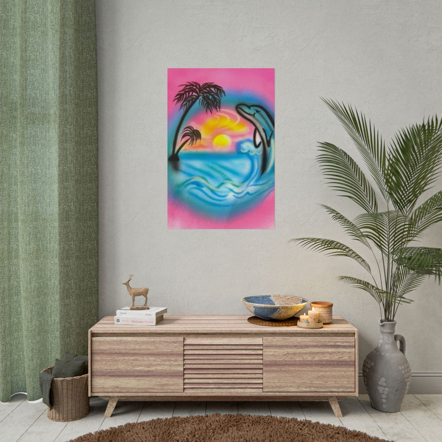 "dolphin love" airbrush rolled print